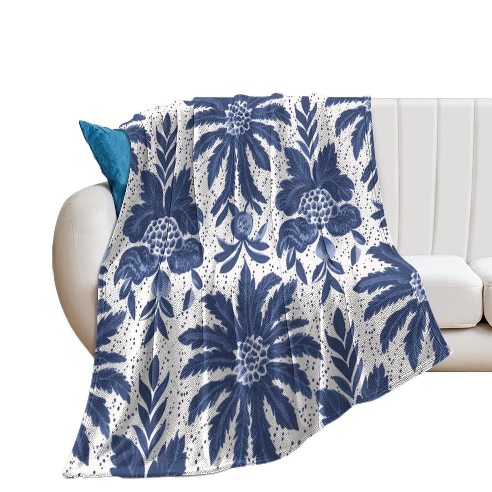 Couverture en flanelle bleu indigo pour vos soirées cocooning sur le canapé 178x203cm
