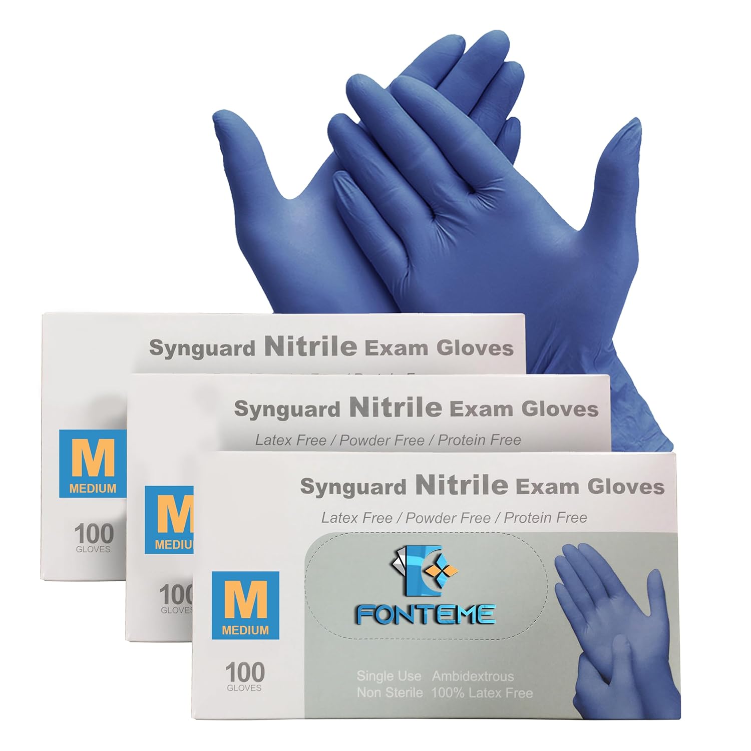 Nitrile Gloves Medium 300 Count Disposable Latex Free Rubber Gloves for Cleaning Food Prep Handling Medical Use