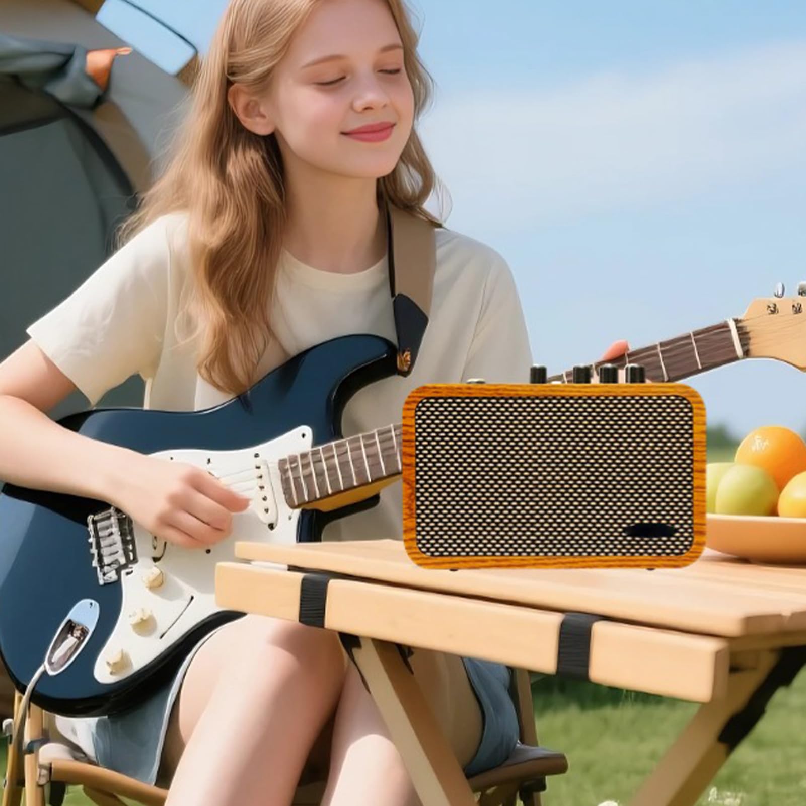 10 W Przenośny Wzmacniacz Gitarowy, Wzmacniacz Elektryczny z Interfejsem BT, OTG do Nagrywania Mobilnego
