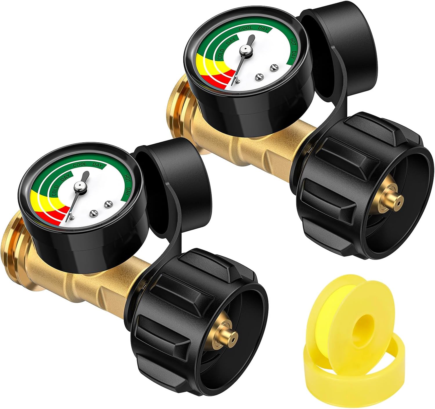 2 Pack Propane Tank Gauge Level Indicator, Propane Gauge for Propane Tank 5lb to 40lb, Propane Gas Pressure Gauge Propane Heater, Fire Pit, BBQ Grill, QCC1/Type1 Connection