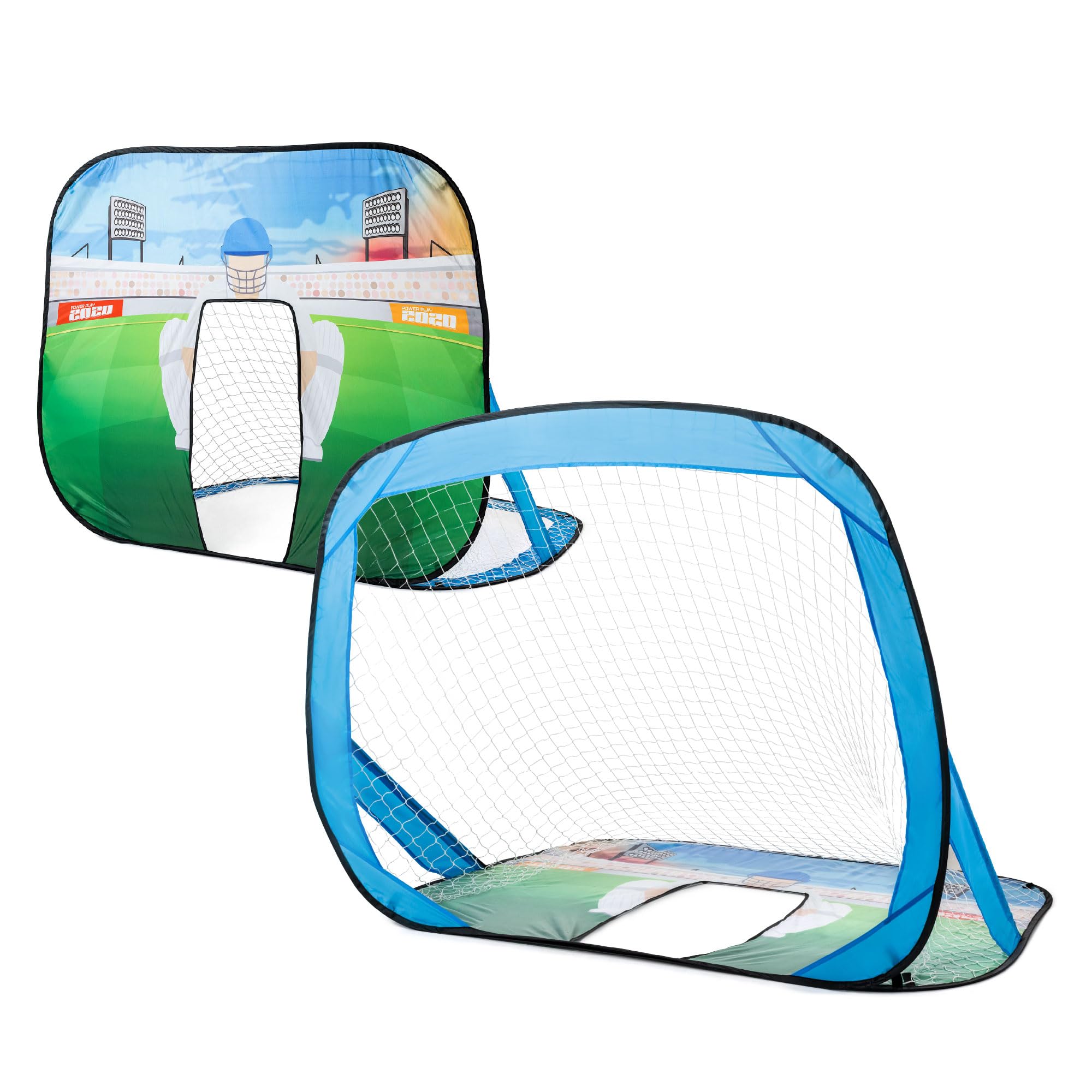 Powerplay 2 in 1 Pop Up Goal and Sports Net, Football, Cricket, Handball, Hockey and More, Training Set for Kids, Includes Pegs and Bag, Indoor and Outdoor Sports