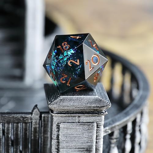 Miniatura 3 de Juego de dados de resina DND, dados Dungeons and Dragons hechos a mano con borde afilado D&D con caja de regalo, 7 piezas de dados para juegos de