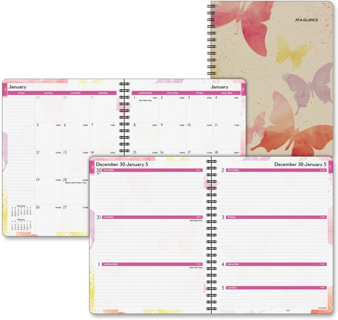 Day Runner Watercolors Recycled Weekly/Monthly Planner(791-905G-13), 8 1/2 x 11 Inches