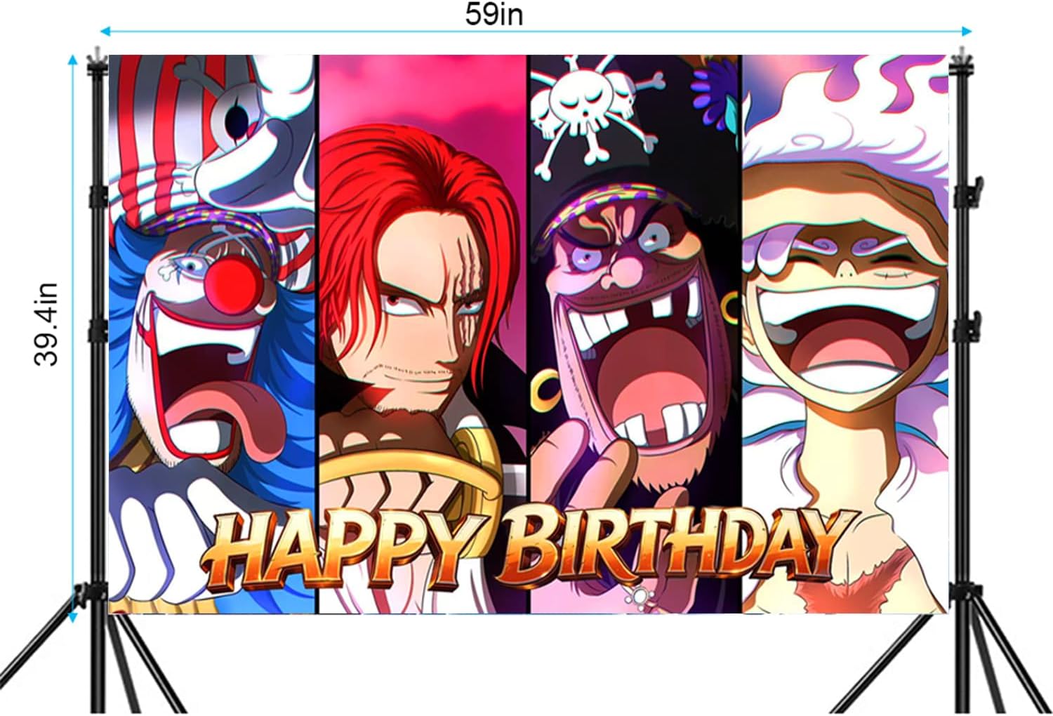 Anime theme birthday decorations,party supplies.Include Birthday Banner, Backdrop, Hanging Swirls, Balloons, Cupcake Toppers, Tablecloth.