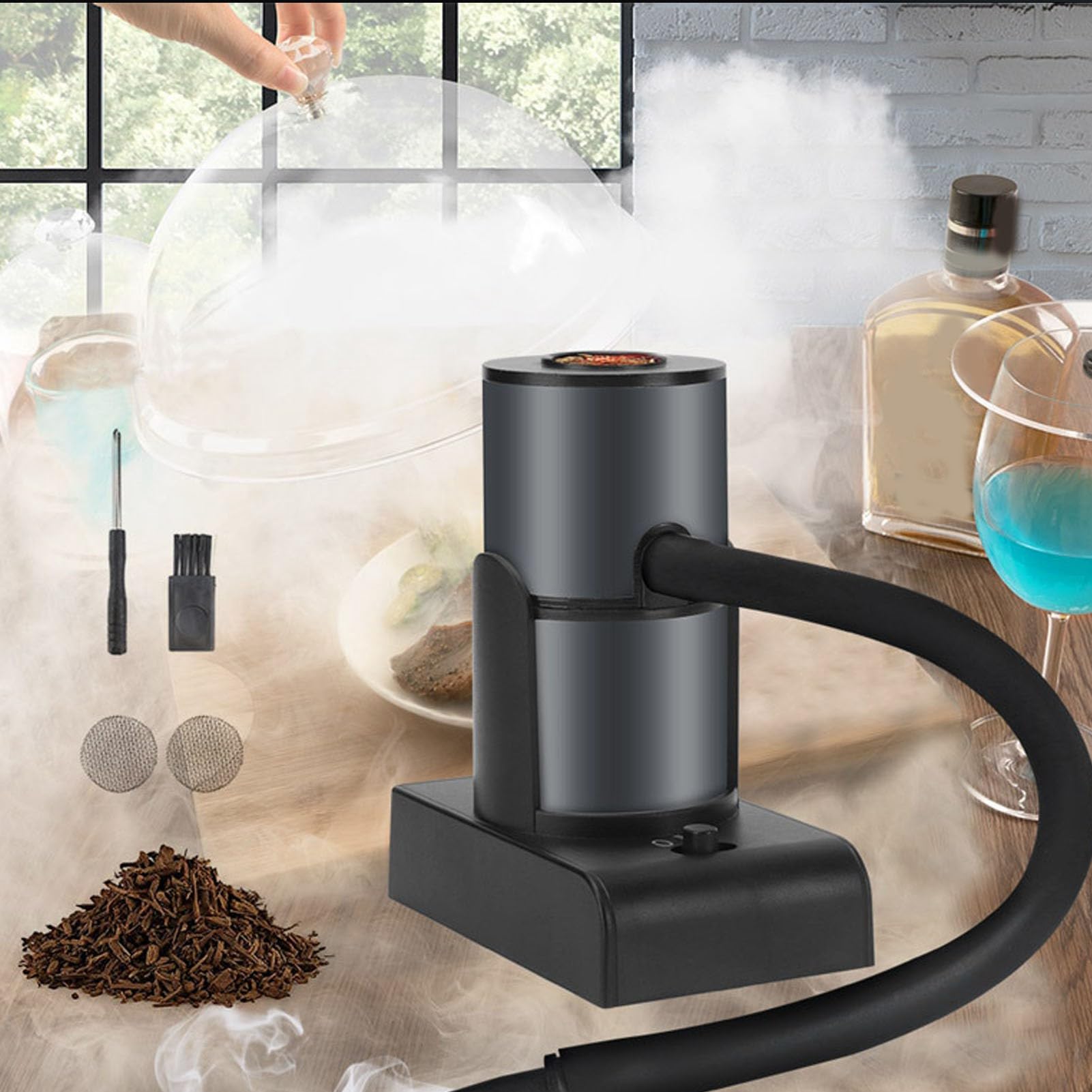 Asixxsix Mini Infusore per Affumicatore per Cocktail, per Carne, Cibo, Bevande, Pistola Fumante Portatile Fredda per Barbecue, per Interni, Regali per Uomini, papà, Mamma, Marito