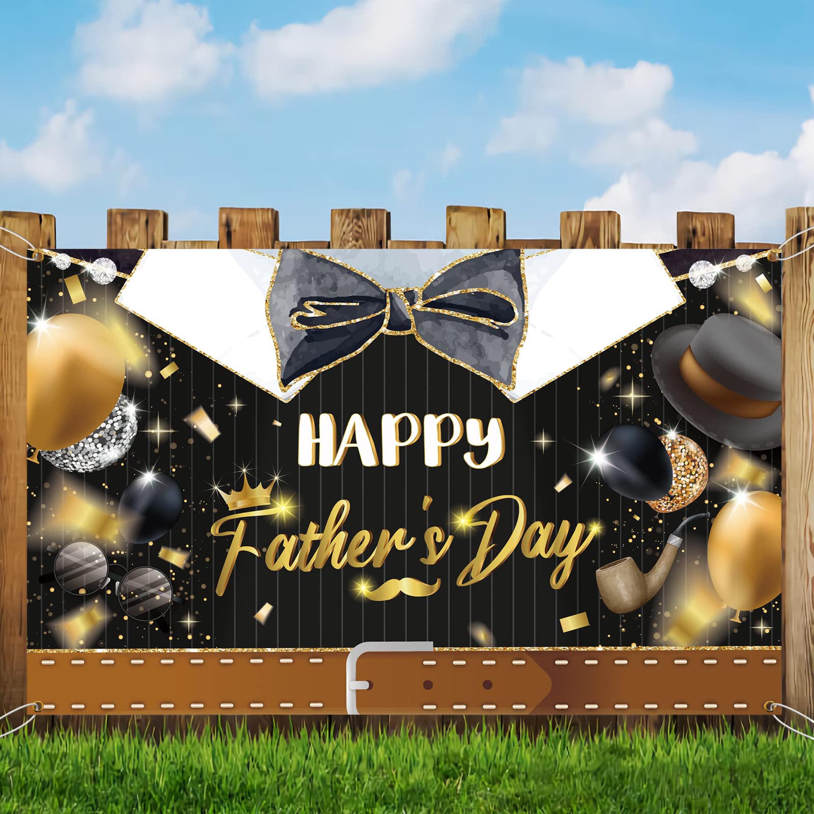 Vatertag Banner Gold Schwarz – Großformat 1,8 X 1,2 M Für Vatertags-Party, Hochwertiger Vinyl-Hintergrund