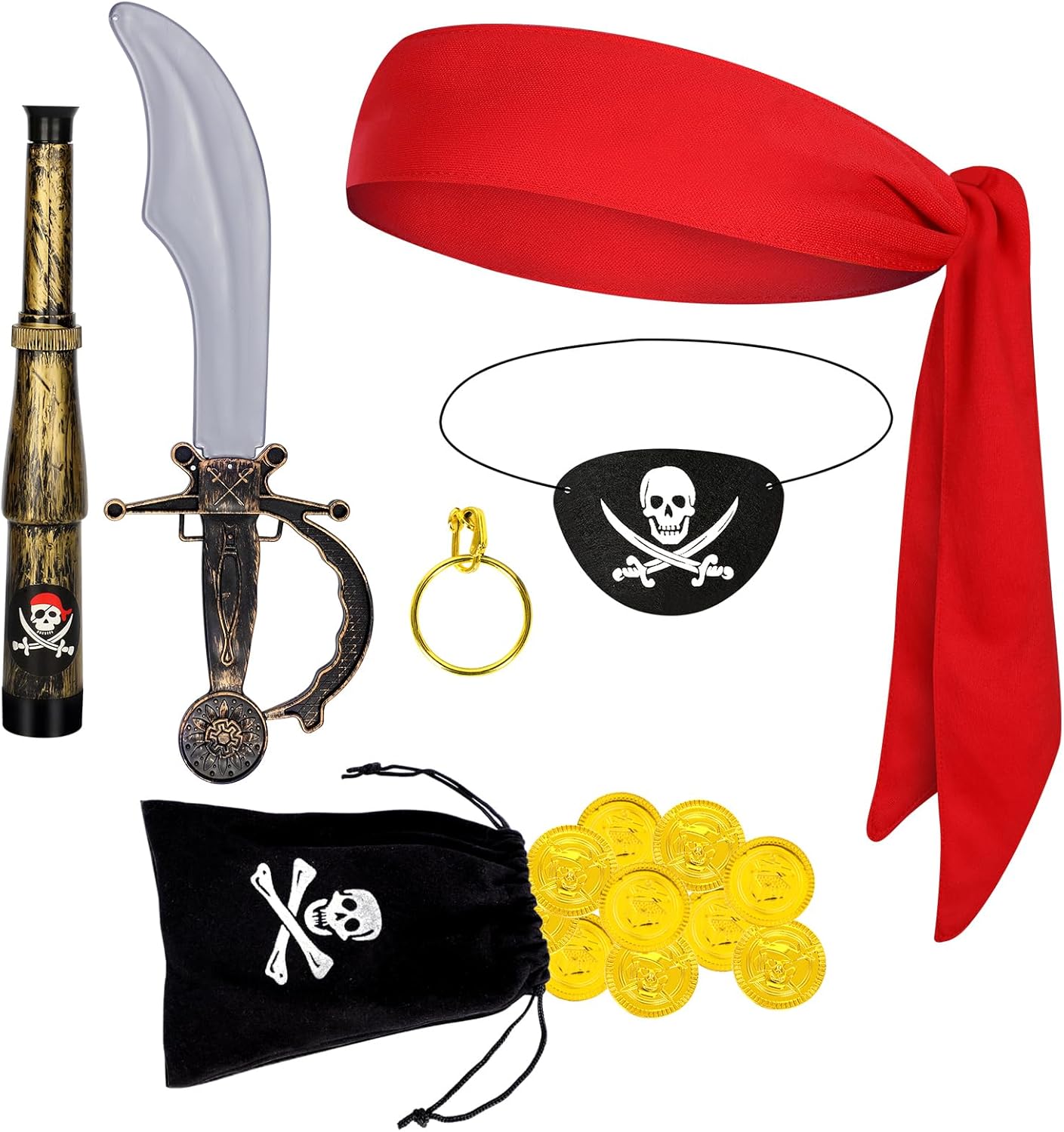 ZIZWO 7 PCS Pirate Costume Accessories, Captain Pirate