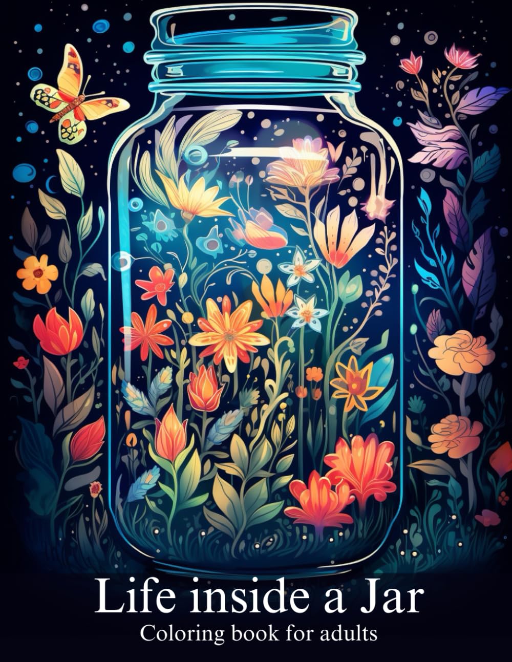 Life Inside A Jar Coloring Book For Adults 50 pages 8.5" x 11": Many Beautiful Paintings With Landscapes, Houses, Flowers And More