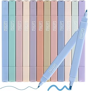 Highlighters Pen Kit, 12 Pack Aesthetic Mild Colors Highlighters Markers Pen with Soft Chisel Tip Bible Highlighters Marker Pens No Bleed for Journaling Notes School Office Supplies