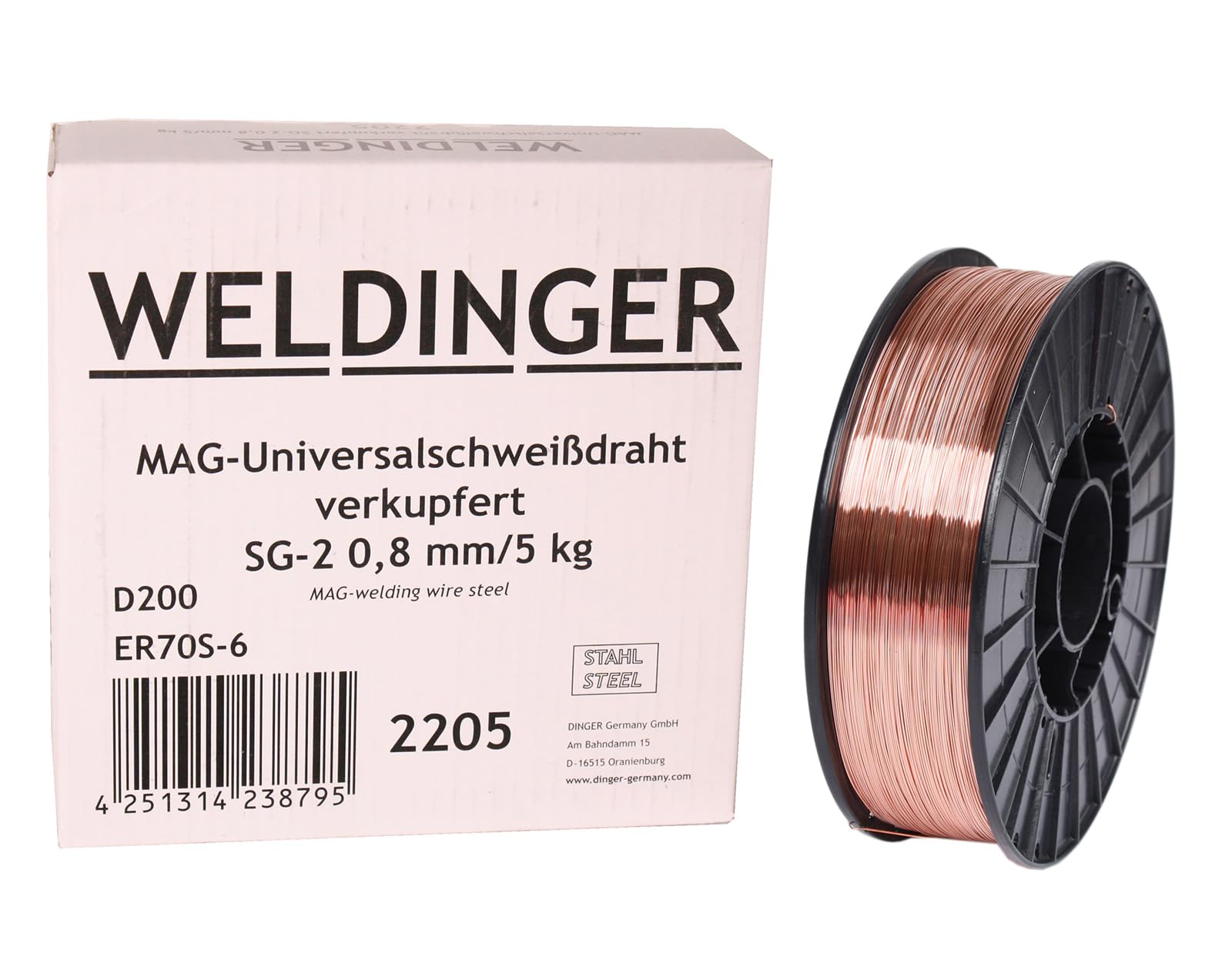 WELDINGER Doppelpack SG2 MAG-0,8 mm 5,0 kg Universalschweißdraht verkupfert (D200)