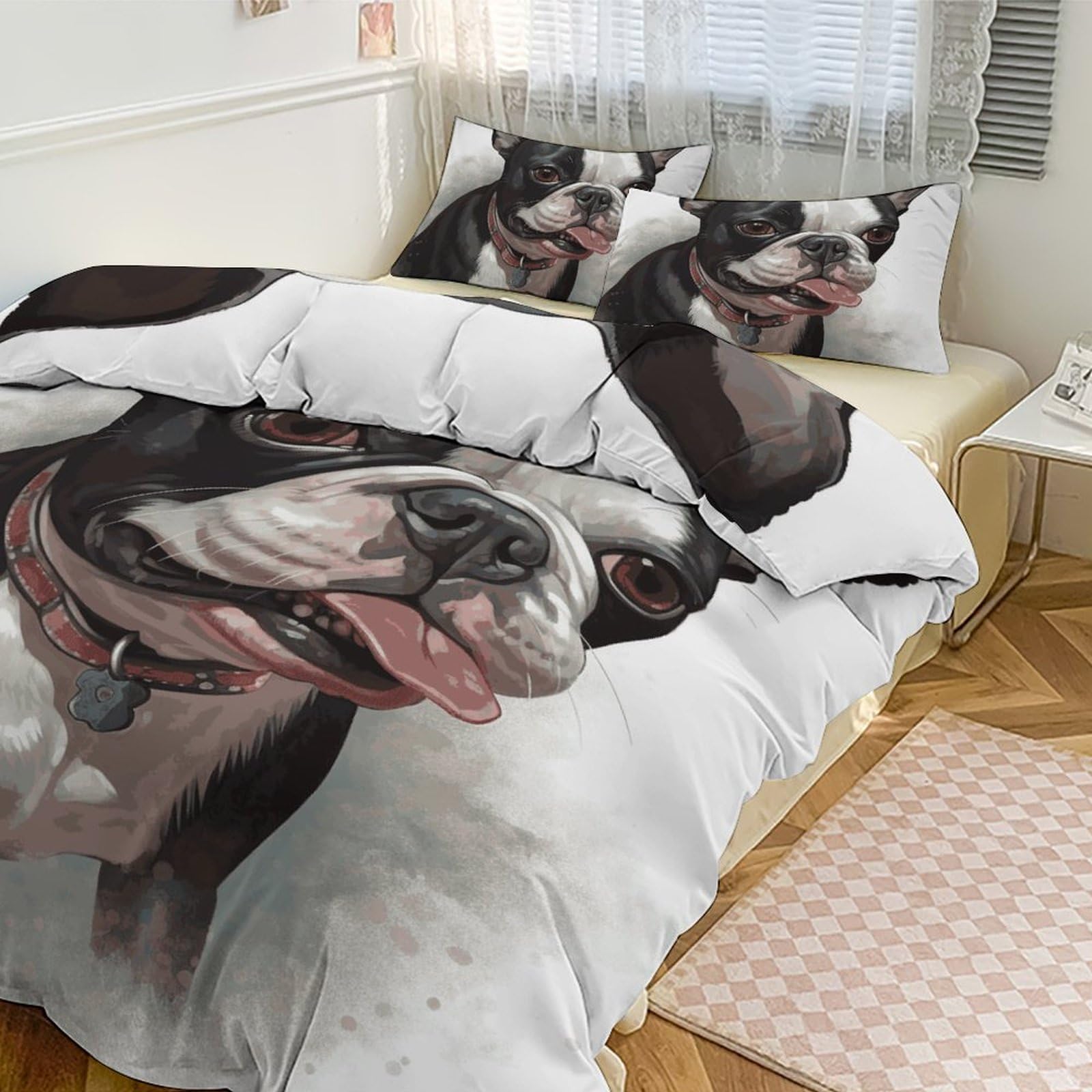Parure de lit Boston Terrier 3 pièces épaisse contre la literie fine