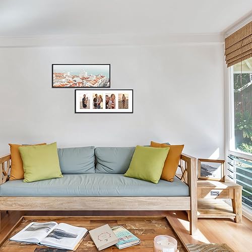 Miniatura 3 de Golden State Art, Marco de aluminio para collage de 4 x 6, muestra imágenes de 6 x 4 con 4 aberturas o una foto de 8 x 20 pulgadas, cristal real,