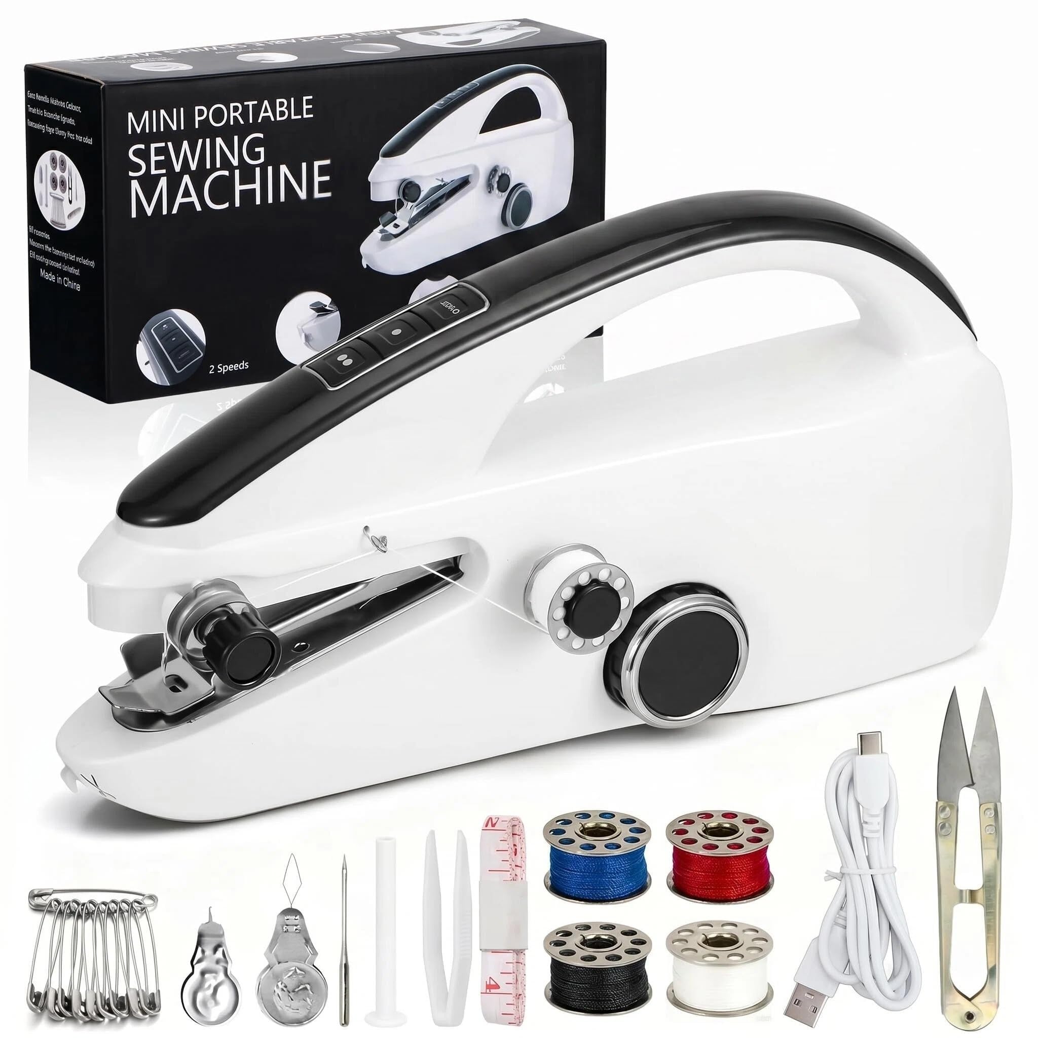 Photo 1 of Handheld Sewing Machine, Portable Mini Sewing Machine, Easy to Use, for Sewing Clothes, Fabric & DIY Household Projects, Suitable for Beginners
