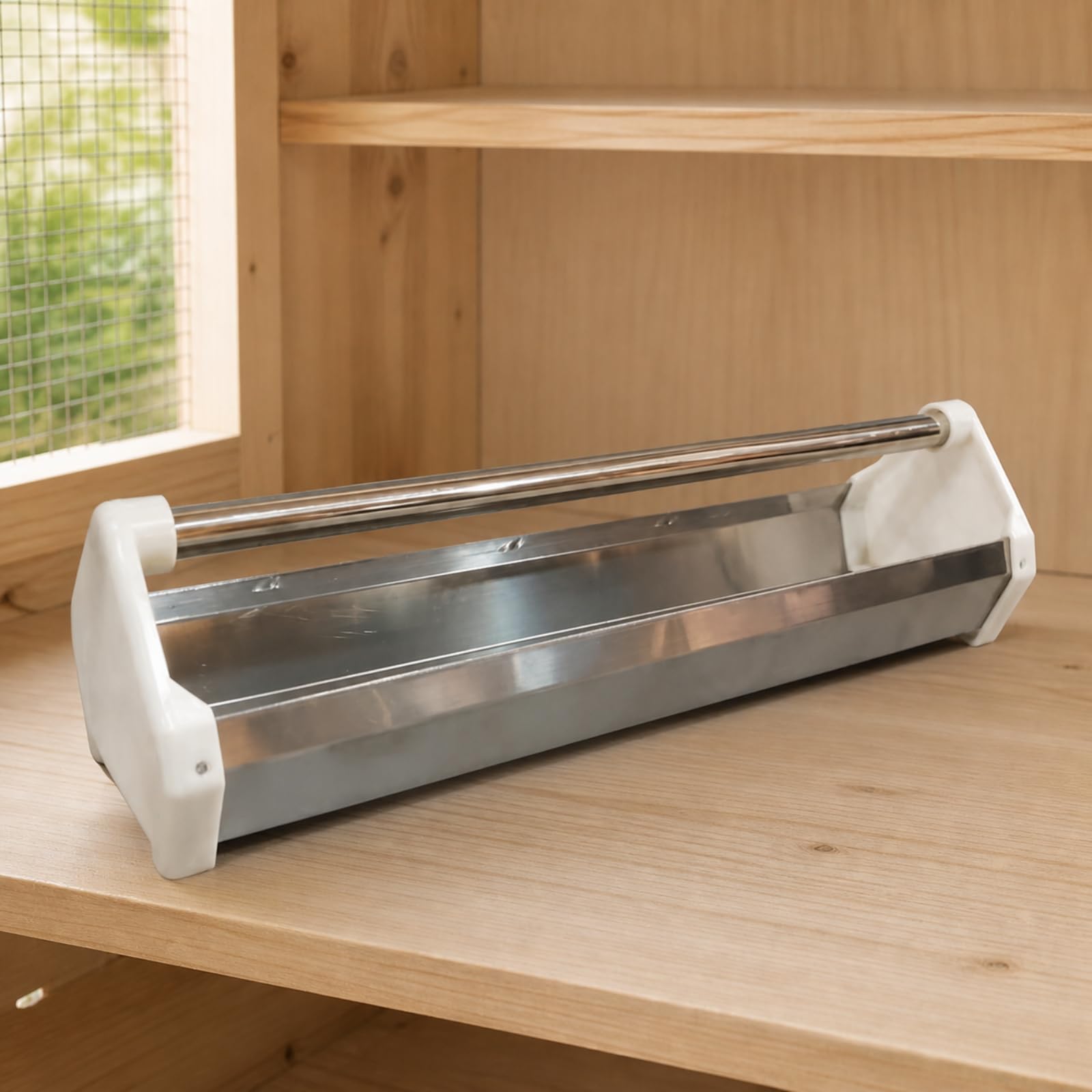 Mangiatoia con Canale in Acciaio Inox Resistente Trogolo con Asta di Protezione D'acciaio Facile da Pulire per Manutenzione Regolare Degli Uccelli, 100CM, Stile A