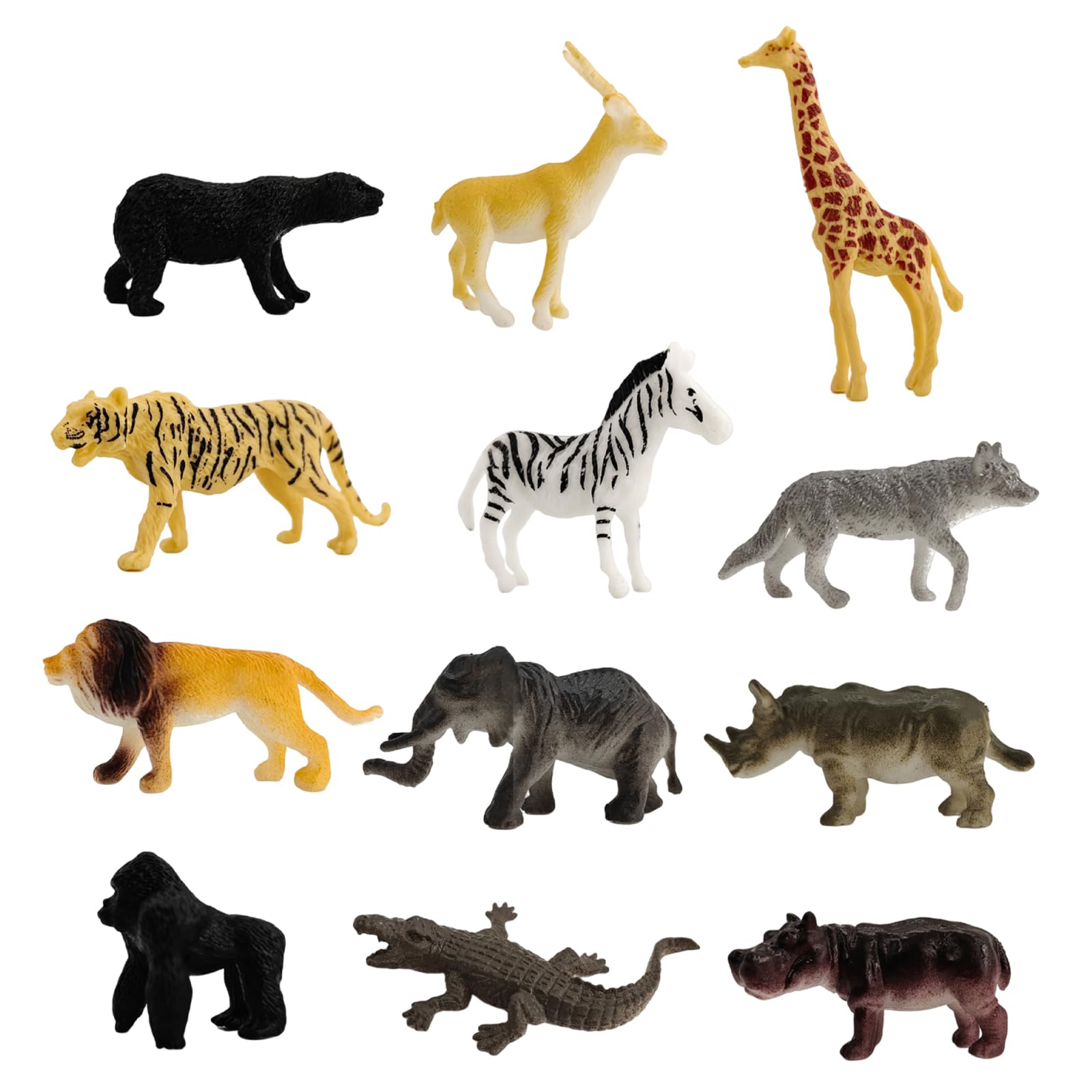 12 Pack Realistic Safari Animal Figures Set Plastic Zoo Jungle Animals Toys for Kids Toddlers Educational Wild Animal Toys for Boys Girls Includes Lion Tiger Elephant Giraffe — image 1