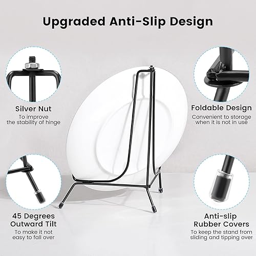 Miniatura 8 de Fasunry Paquete de 6 soportes de exhibición de platos mejorados, soportes antideslizantes de hierro de 6 pulgadas, soportes de exhibición de libros,