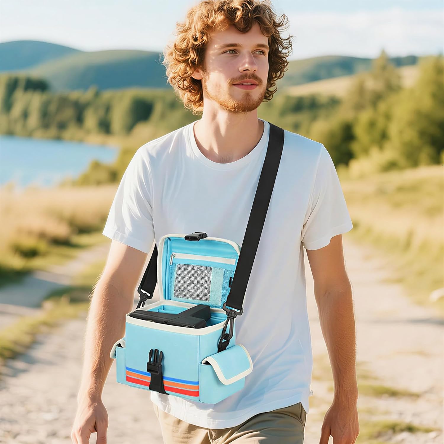 Portable Camera Carrying Case Compatible with Polaroid Now 2nd/3rd Gen I-Type/ Now/Now+/ Onestep 2 VF/ OneStep+, Instant Film Camera Crossbody Bag with Mesh Pockets for Accessories(Case Only) (BLUE)