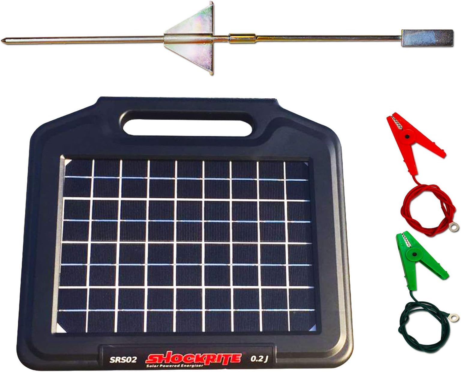 Electric Fence Energiser Solar SRS02 0.2 Joule Earth Stake & Cables 2 Year Warranty - MADE IN UK