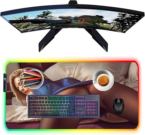 Alfombrilla de mouse para computadora de videojuegos con LED RGB, para computadora de juegos, grande, grande, alfombrilla para mouse de escritorio