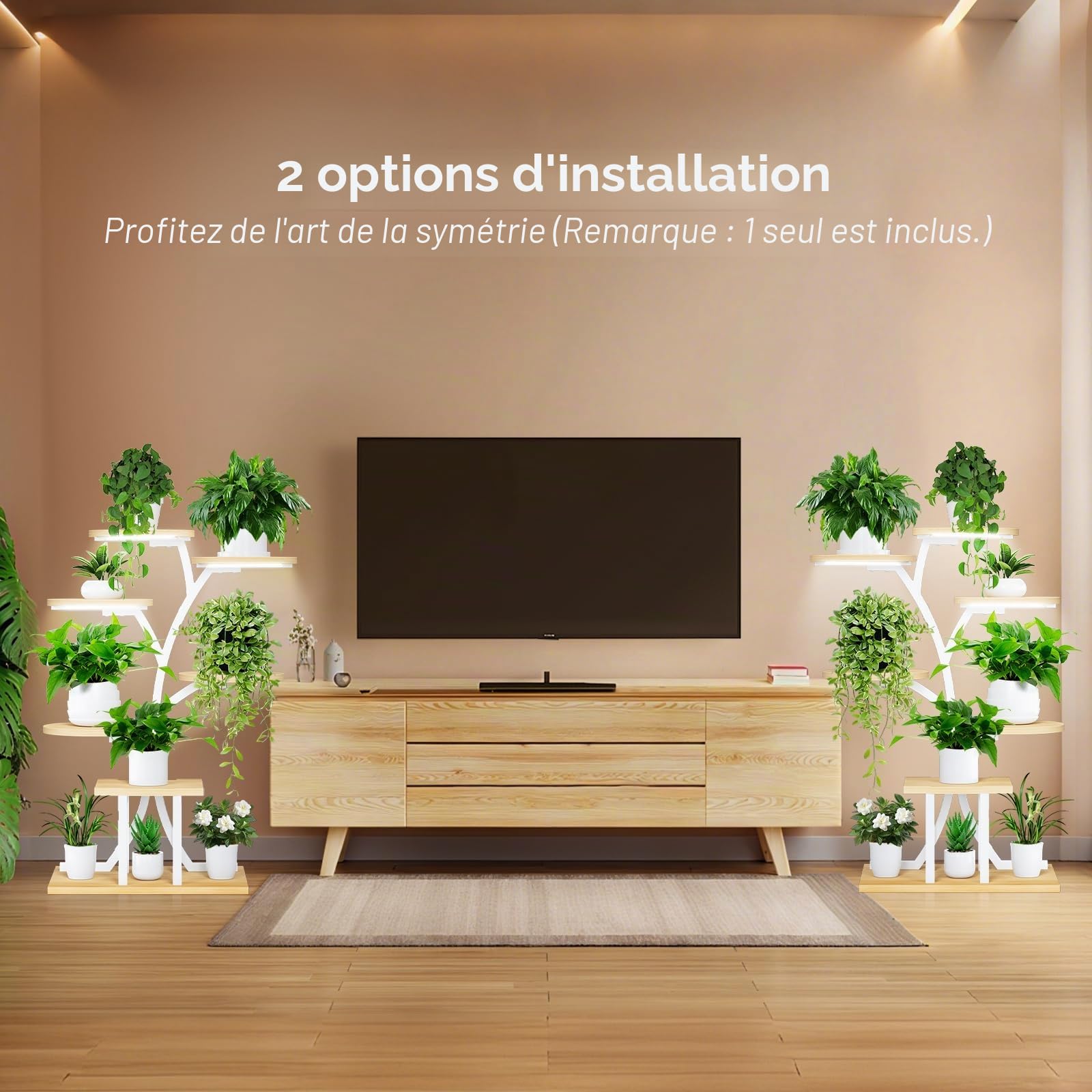 Support Plantes Interieur avec Lampes de Croissance,7 Niveaux Porte Plante Interieur,110cm Etagere Plantes Interieur le Balcon du Jardin, Salon, Bureau, Noir