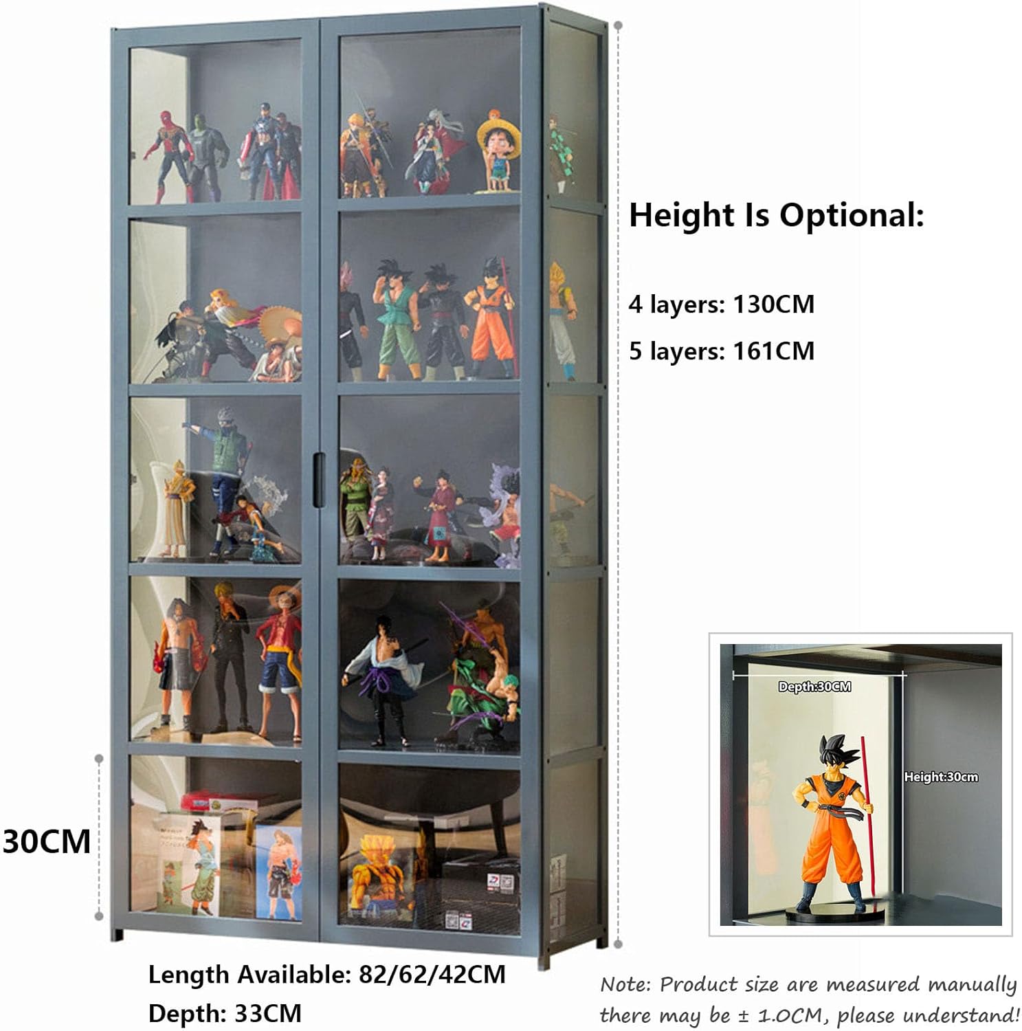 Display Cabinet Toys Display Shelf，Curio Display Cabinet, Collectibles Toy Organizers Rack, 4/5-Tier Storage Shelves, Trophy Display Case, Storage Cabinets and Bookcase, for Playroom,Wood,4l