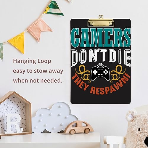 Miniatura 5 de Yasala Portapapeles acrílico controlador de videojuegos, joystick gamer tamaño carta A4, tablero de clip estándar con clip de perfil bajo de metal