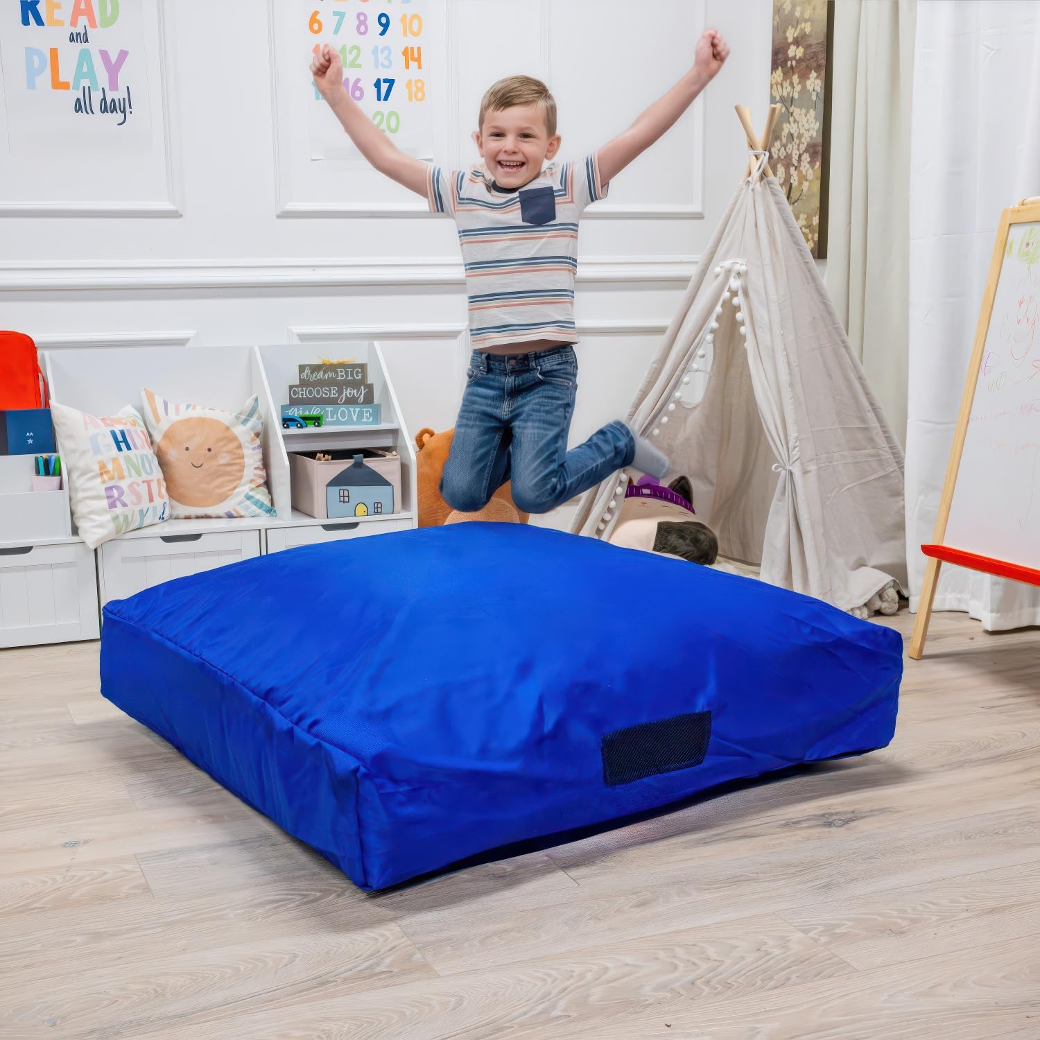Foamma Crash Pad 8" x 36" x 36" (8" Thick x 3 ft x 3 ft) - Sensory Pad with Foam Blocks for Kids and Adults with Water-Resistant and Washable Cover