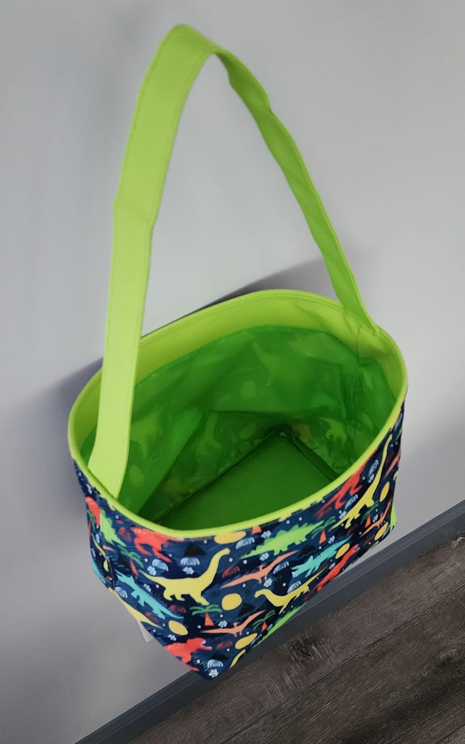 Dinosaur Basket for Halloween Toy Bucket Dino Print Tote Bag Toy Bin