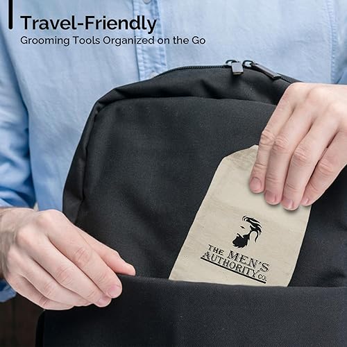 Miniatura 7 de M. A. C.® Kit de barba para hombres, kit de aseo de barba que incluye cepillo de jabalí, peine de tijera para barba y navaja de afeitar y cuchillas