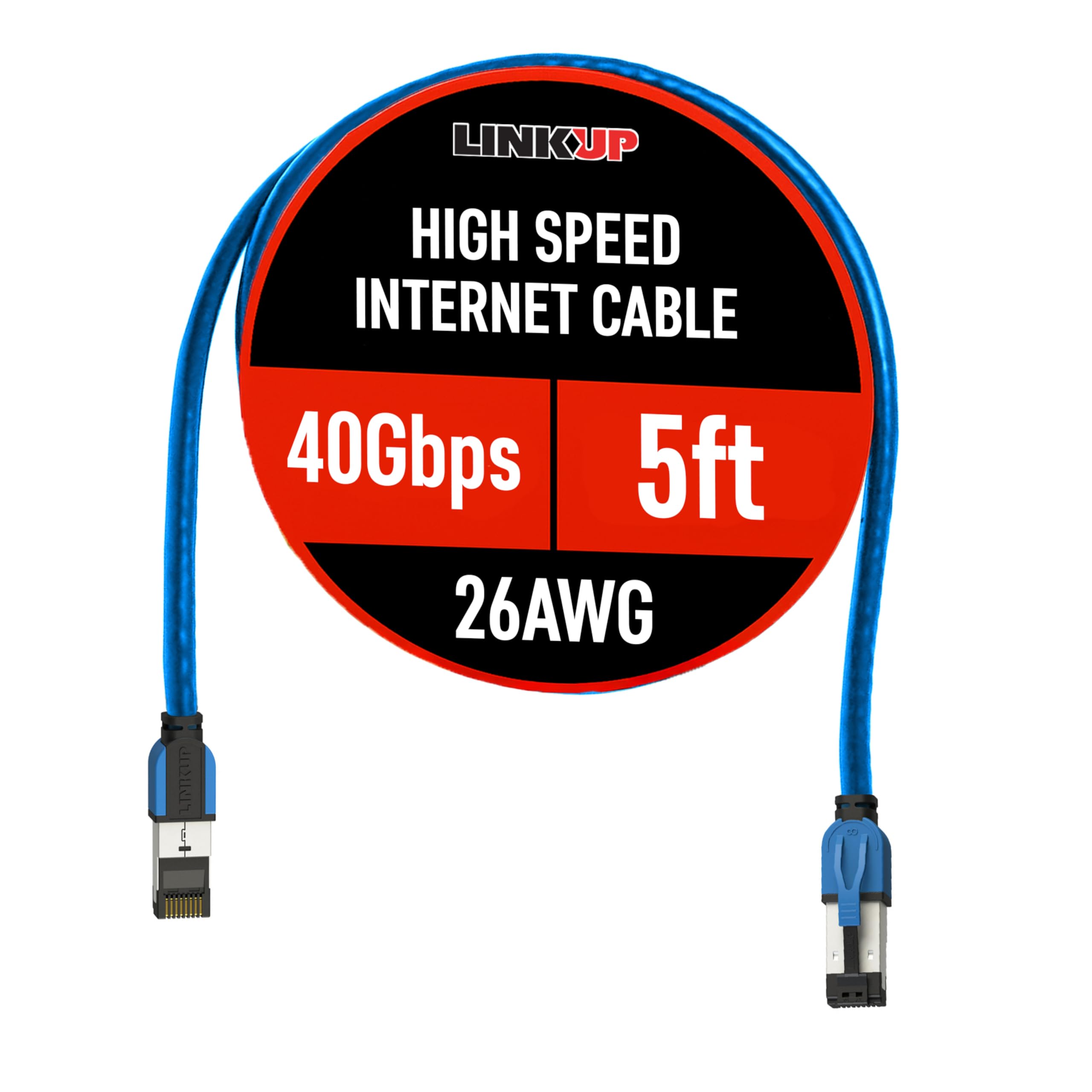 LINKUP Cat 8 Ethernet Cable | Long Internet Cord | High Speed LAN Connection | RJ45 connectors | Use with Cat 5/ Cat 6/ Cat 7 | Optimal for Gaming