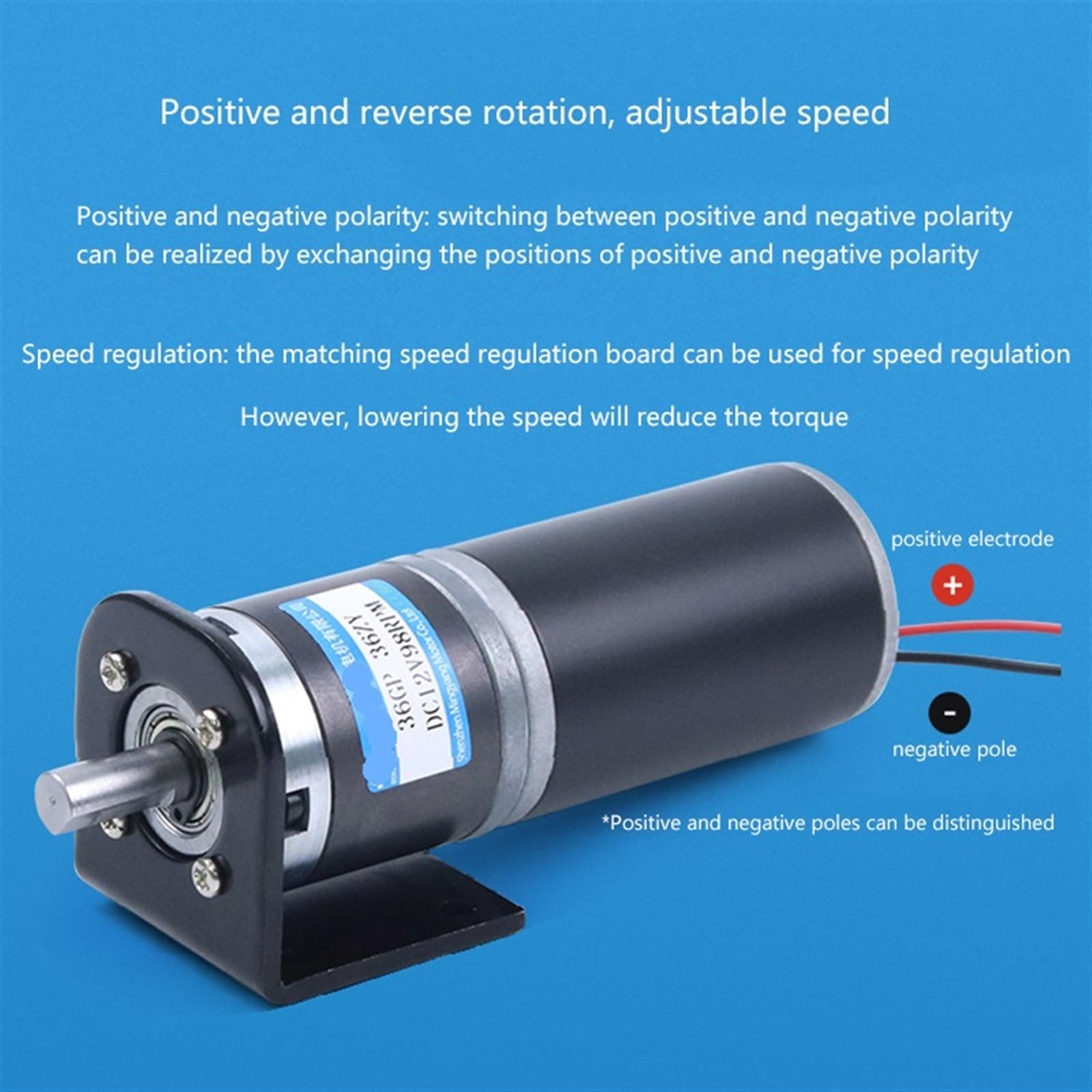 36-36ZY 100kg.cm Motore con Riduttore epicicloidale a velocità Regolabile, Reversibile, a Bassa rumorosità, ad Alta Coppia e Lunga Durata, 12V 24V CC(24v 8mm,296rpm)