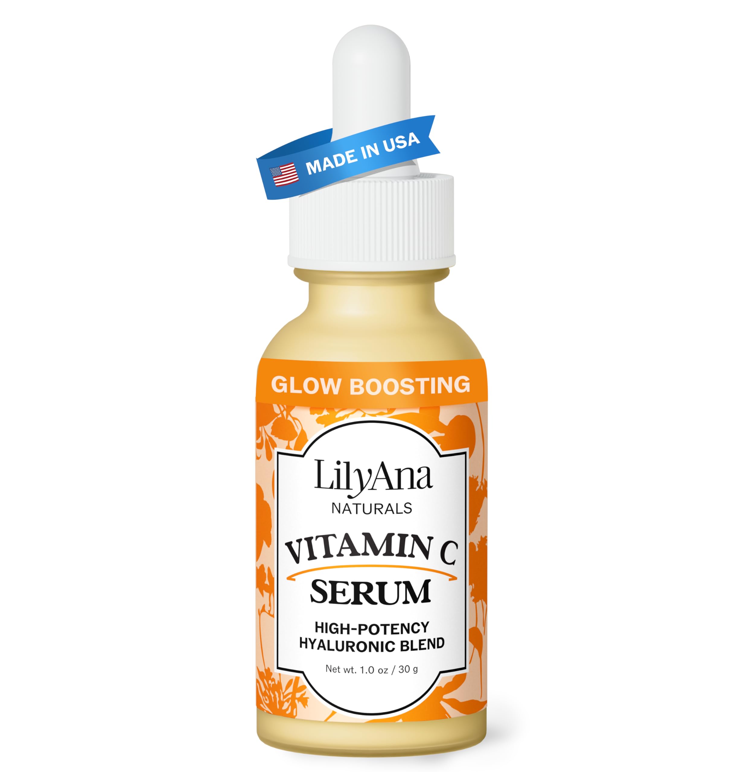 LilyAna Naturals Vitamin C Serum for Face with Hyaluronic Acid and Vitamin E, Anti Aging Serum, Reduces Age Spots and Sun Damage, Promotes Collagen and Elastin (1oz)