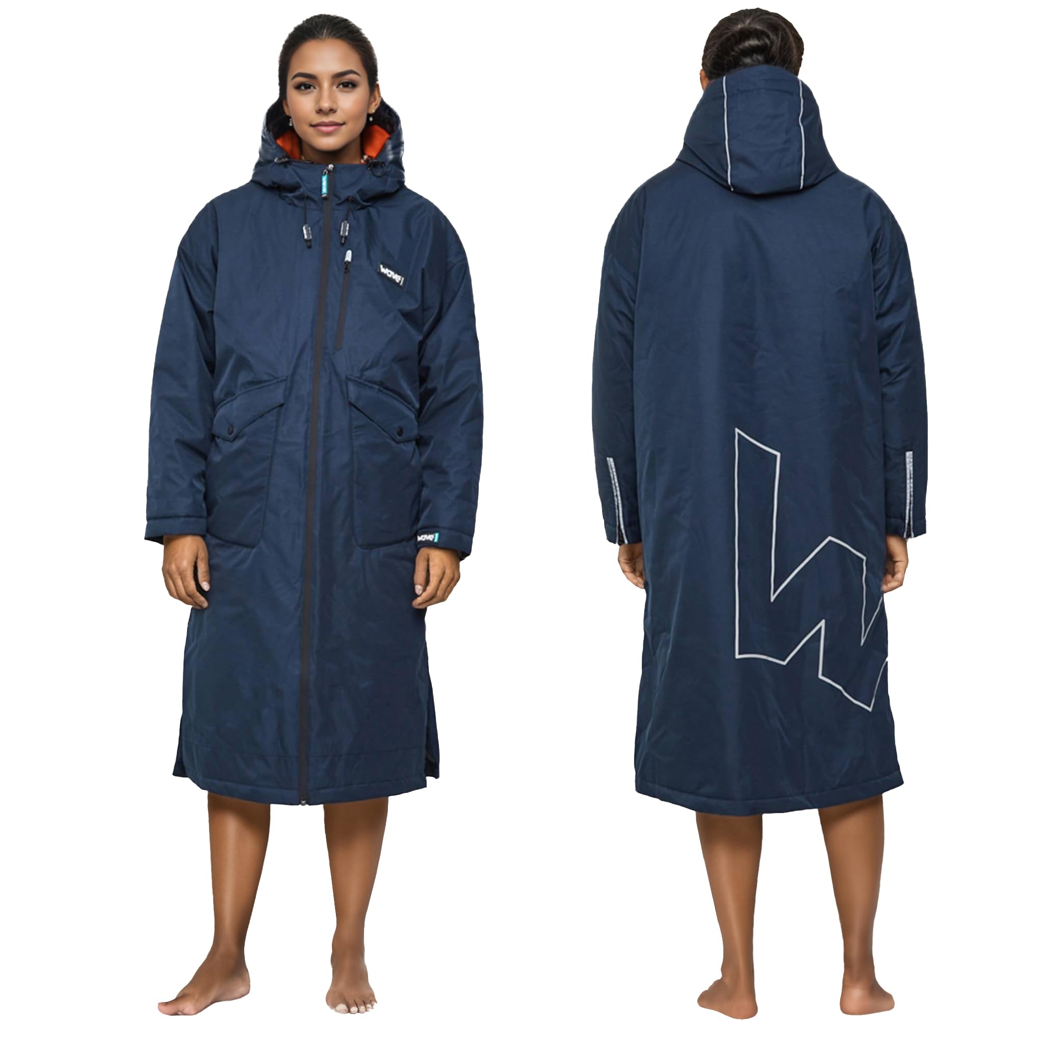 WAVE Oversized Waterproof Fleece-Lined 3 in 1 Changing Robe | Quick Dry Wetsuit Changing Coat | Unisex (UK, Alpha, M, Regular, Regular, Navy)