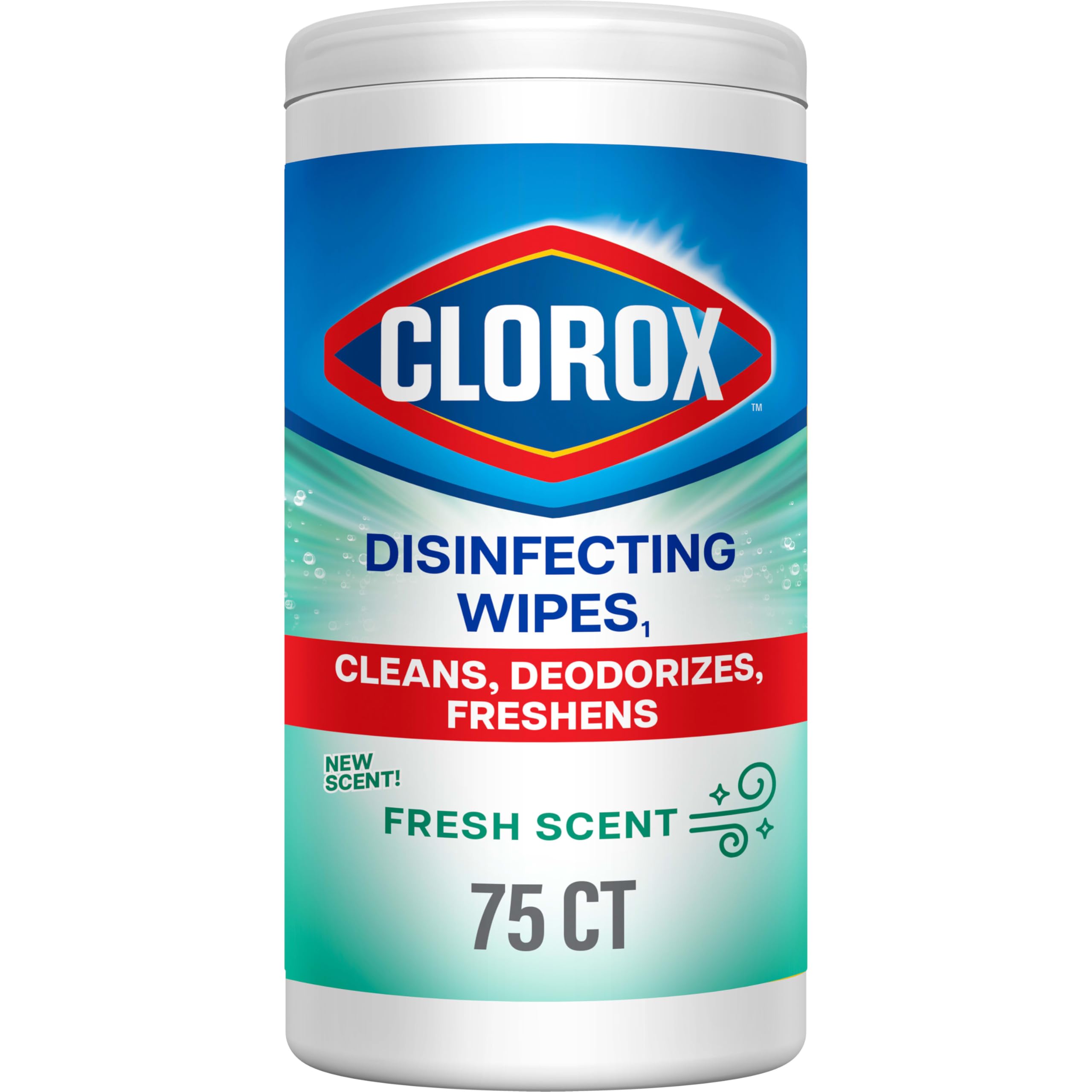 CloroxDisinfecting Wipes, 75 Wet Wipes, Fresh Scent, Kills Viruses and Bacteria, Bleach Free