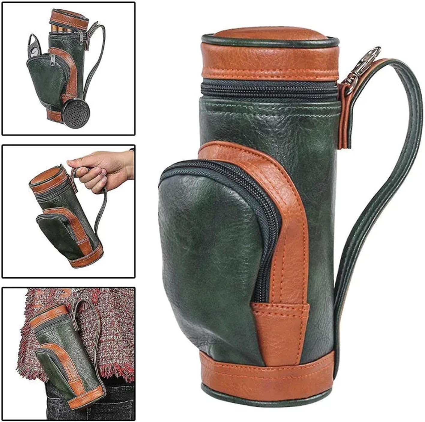 Personalized Cigar Humidor With Cigar Cutter & Cigar Humidifier Custom Leather Engraved Travel Cigar Holder Pouch Holder Humidor Set Holiday Gift For Father, Boyfriend & Best Man