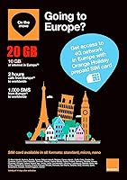 Vista 1 de Orange Holiday Europe tarjeta SIM prepaga para Europa (10 GB, 120 minutos, 1000 SMS).