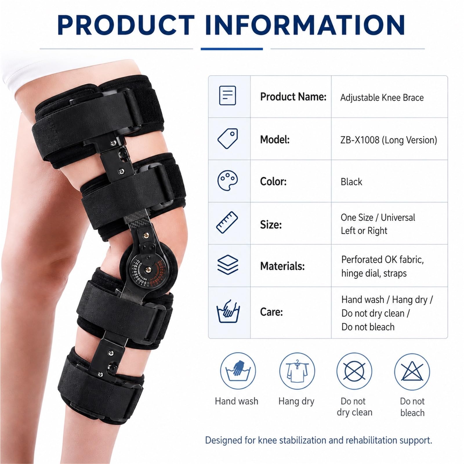 Tutore Ginocchio Post Operatorio ROM Regolabile Immobilizzatore per Lesioni LCA LCM LCP Stabilizzatore Ortopedico Riabilitazione Post Chirurgica Donna e Uomo