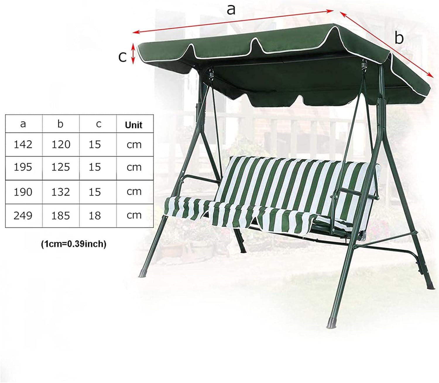 Swing Canopy Replacement Top Cover, Waterproof Replacement Canopy Cover for 2/3 Seater,Garden Chair Canopy Cover for Outdoor Patio Porch Yard,Beige,195x125x15cm/77x49x6''