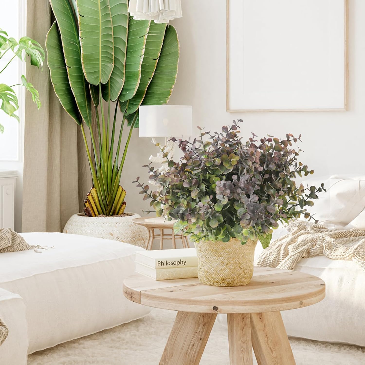 RECUTMS 12 Bundles Fake Bushes Artificial Plants Outdoor Faux Plant Eucalyptus Stems Fake Porch Plants for Farmhouse Bathroom Office Vase Centerpiece Indoor Outdoor Decor(Dusty Purple) - Image 7