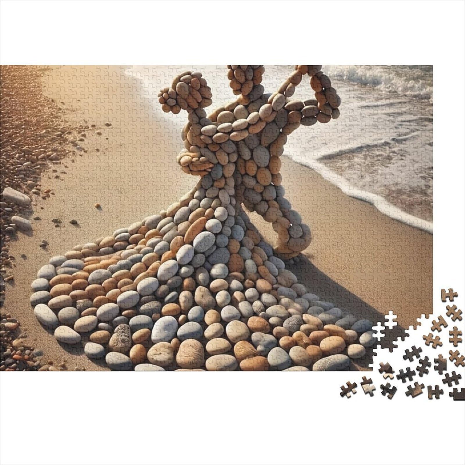 Beach Pebble Dancers 1000 Piece Jigsaw Puzzle Jigsaw Puzzle for Adults Paper 1000pc Set Night Relaxation Home Decor Gift 70x50cm/1000pcs — image 1