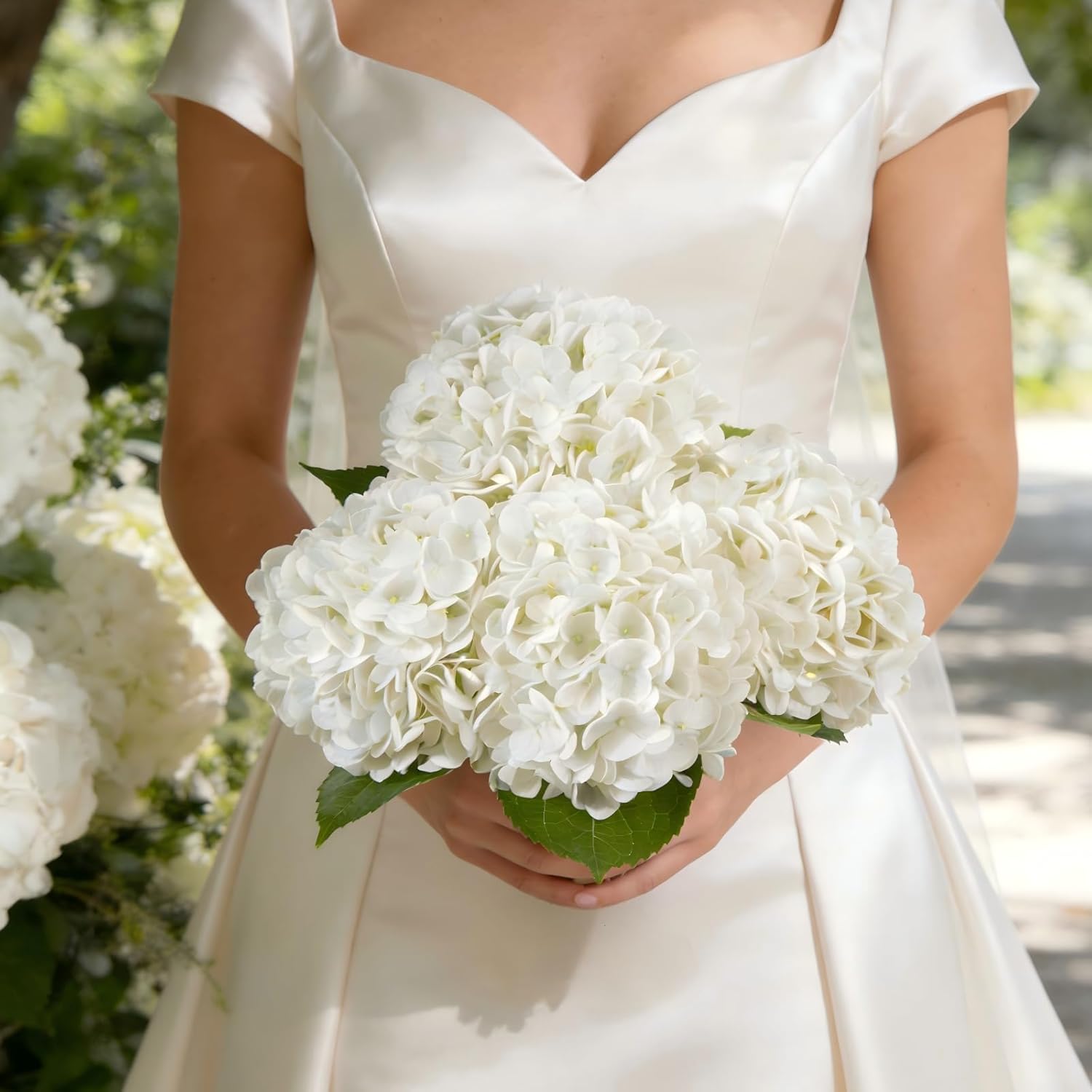 3 Pcs Real Touch Hydrangea Artificial Flowers, Waterproof 3D Latex White Hydrangeas, Faux Flower Stems for Wedding Centerpiece, Anniversary, Shower Vanity & Party Arrangements