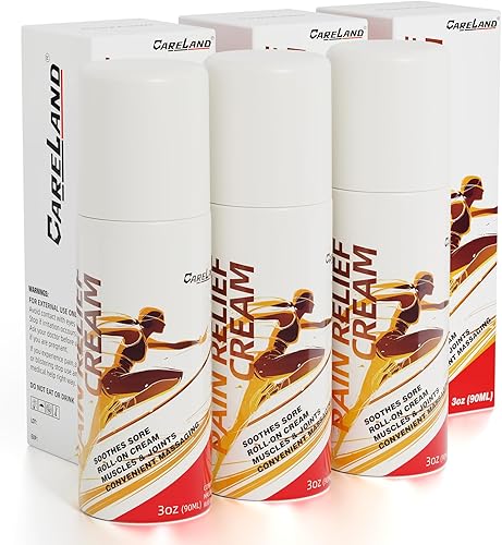 CARELAND Paquete de 3 unidades de capsaicina Roll On Cream para aliviar el dolor con fórmula de mentol y salicilato de metilo, 3 onzas, alivio del