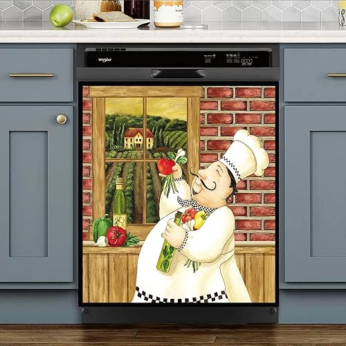 Miniatura 5 de Chef - Adhesivo magnético para puerta de lavavajillas, decoración del hogar, panel de vinilo, calcomanías magnéticas para ventana, 23 pulgadas de