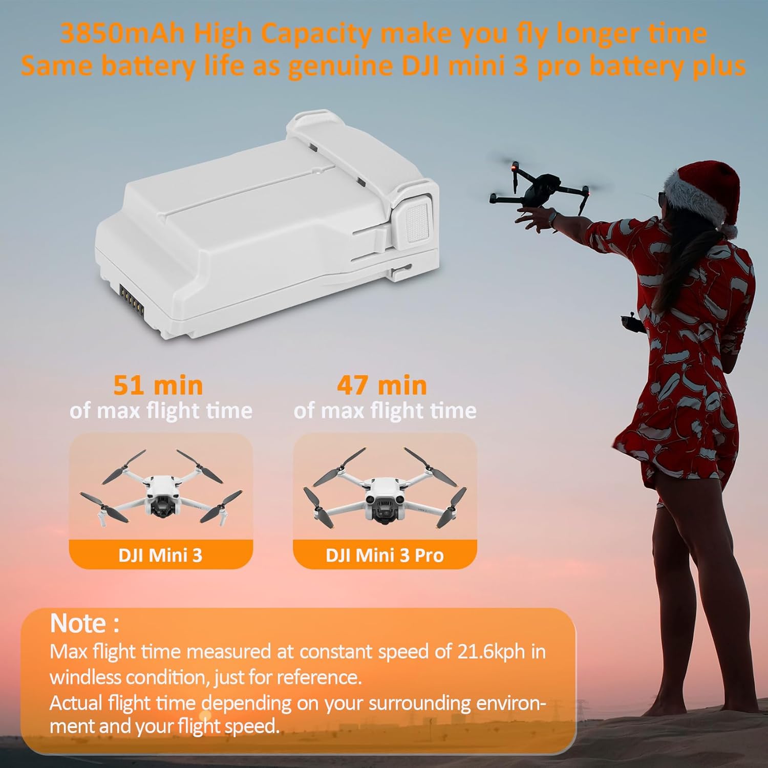 Mini 3 Battery Rechargeable 1 Packs 3850mAh Replace for Mini 3/Mini 3 Pro Battery Compatible with DJI Mini 3/Mini 3 Pro Drone