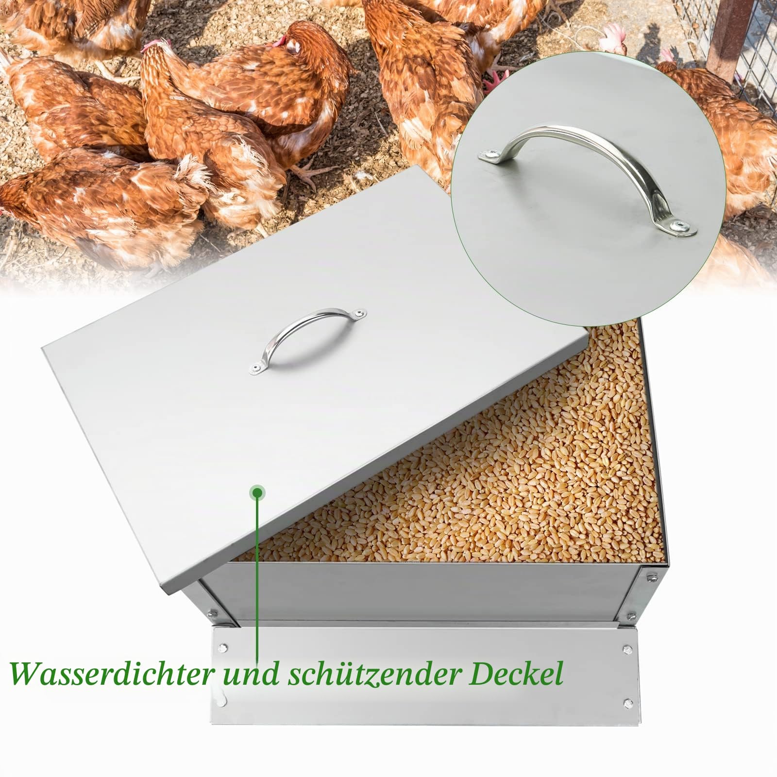 25KG Automatischer Geflügelfutterautomat Futtertröge Edelstahl