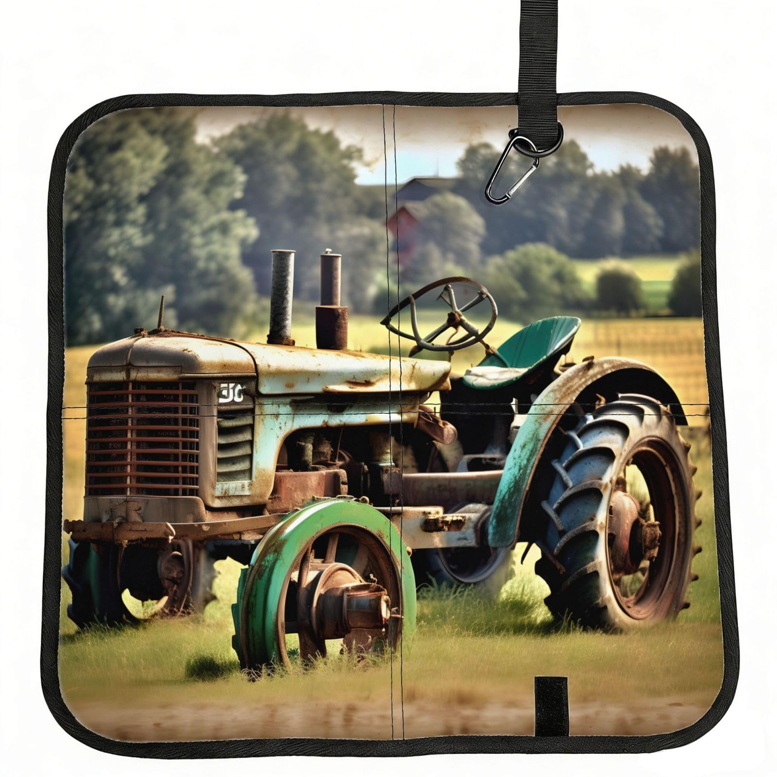 NImongt Old Tractor Photo Farm Print Portable Chair Pad Foldable Seat Cushion Outdoor Seating Office Picnic Camping
