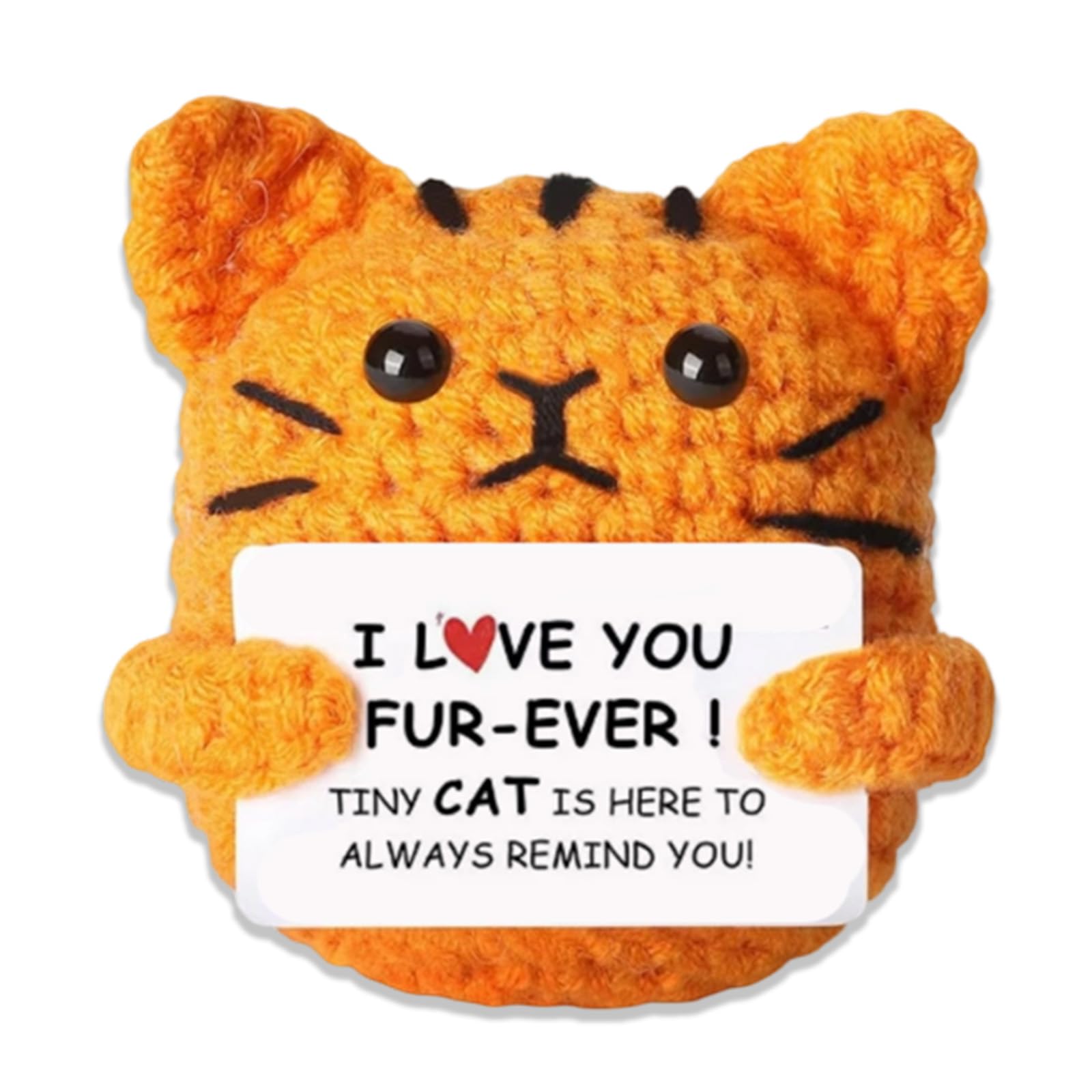Positive Cat, Cute Emotional Support Gift, Valentine's Day Gifts, Crochet Cat Gift for Women Positive Gifts for Mum Dad, Friend