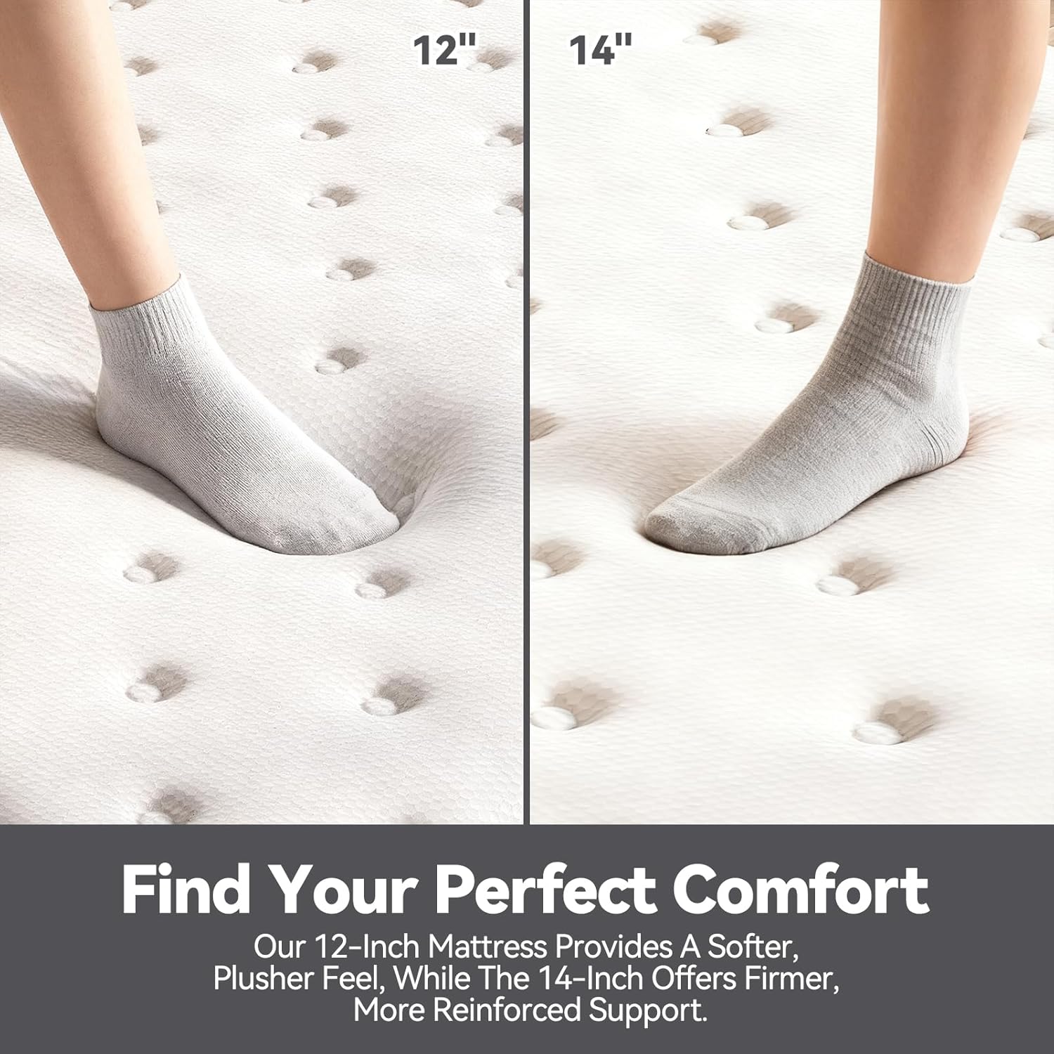 King Size Mattress, 14 Inch King Mattress in a Box, Cooling Matress with Memory Foam & Individual Pocket Springs for Pressure Relief & Spinal Alignment,CertiPUR-US Certified（Firm）