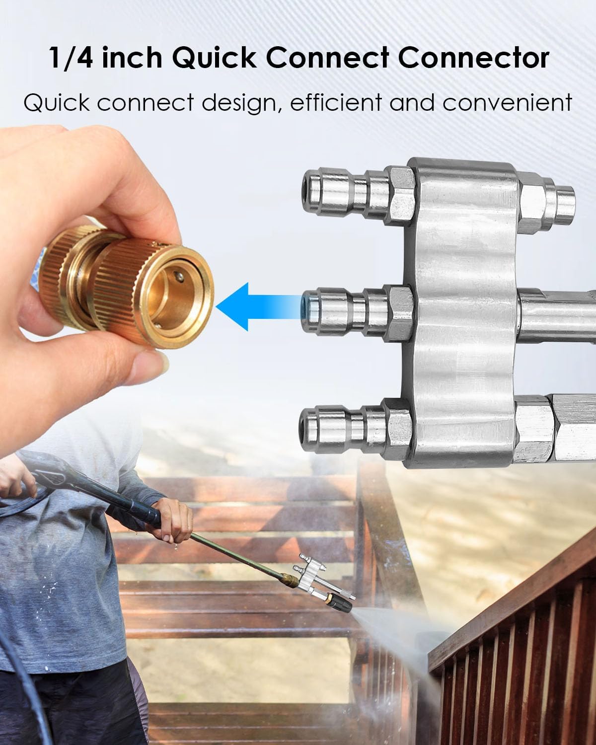Pressure Washer Chemical Tip M5 Twist Nozzles, Long Range Chemical Shooter for 3-7 GPM, 1/4” Quick Connect, Adjustable Washing Up to 50 Feet, 3 Nozzles