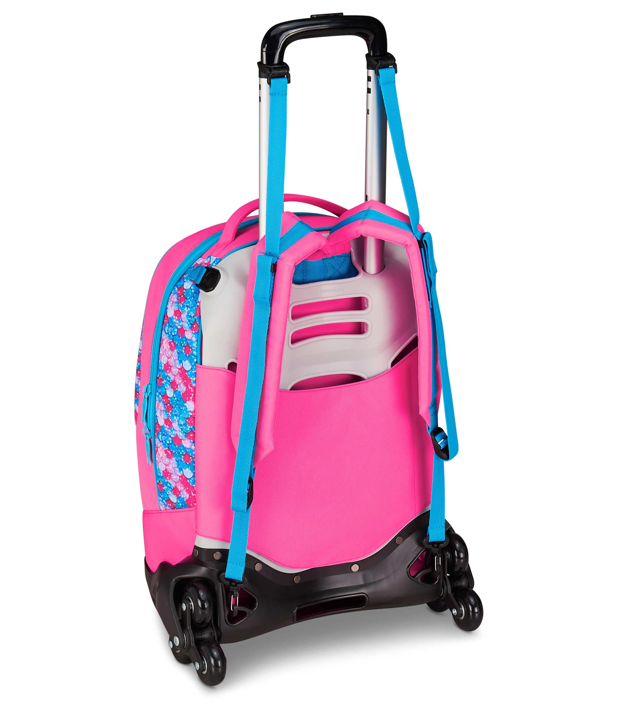 Seven Mermaid Magic Trolley Scuola Jack 3 Ruote, Fucsia, Zaino Con Carrello Sganciabile Da 33 Litri, Per Scuola Elementare e Media, Bambina